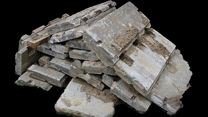 construction-site concrete slabs pile photogrammetry Low-poly 3D model