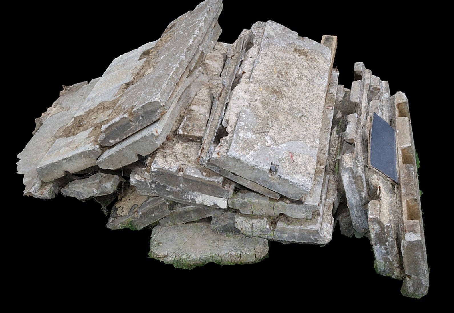 construction-site concrete slabs pile photogrammetry Low-poly 3D model_3
