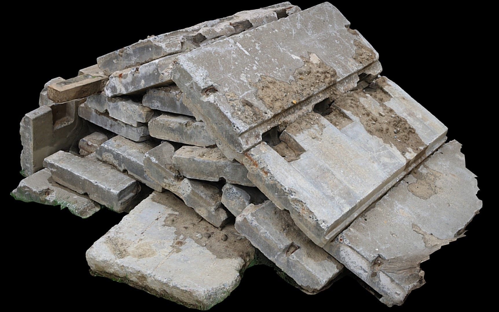 construction-site concrete slabs pile photogrammetry Low-poly 3D model_2
