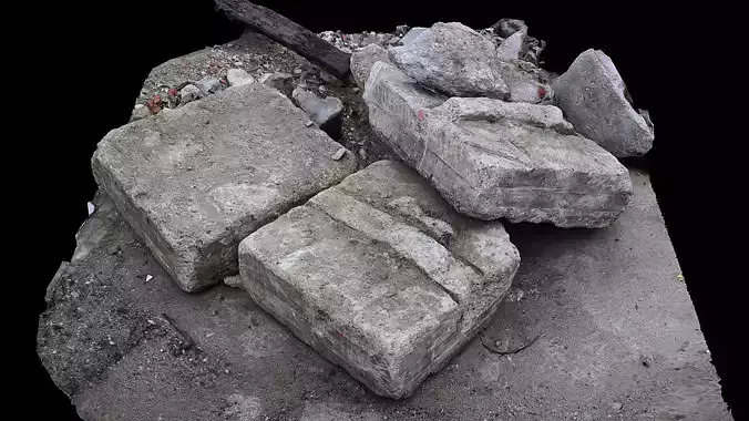 ruins debris concrete heavy blocks photogrammetry