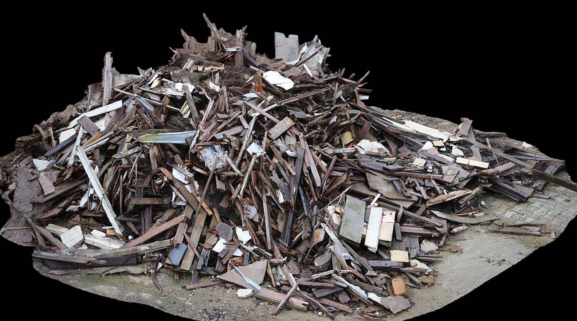 destroyed house wood debris pile photogrammetry Low-poly 3D model_2