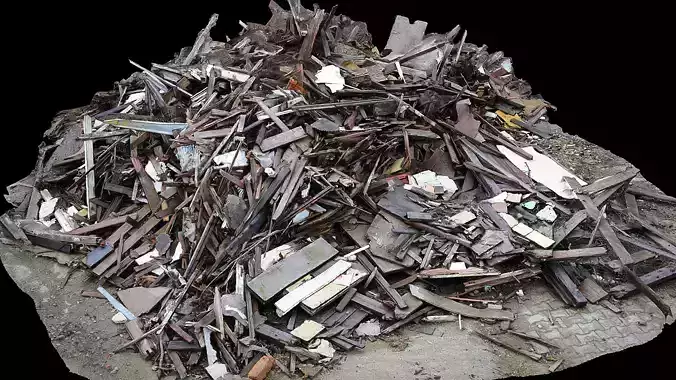 destroyed house wood debris pile photogrammetry