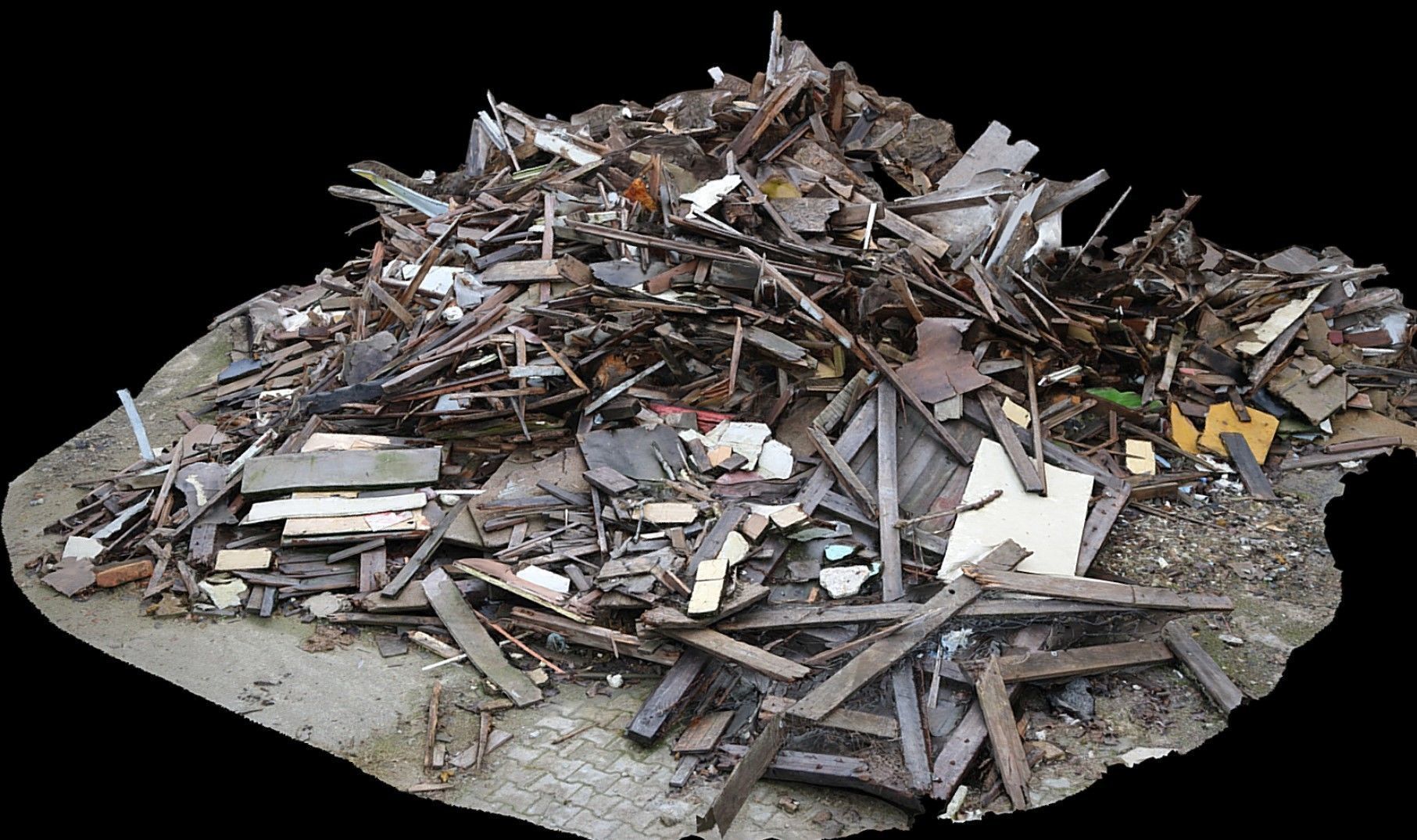 destroyed house wood debris pile photogrammetry Low-poly 3D model_1