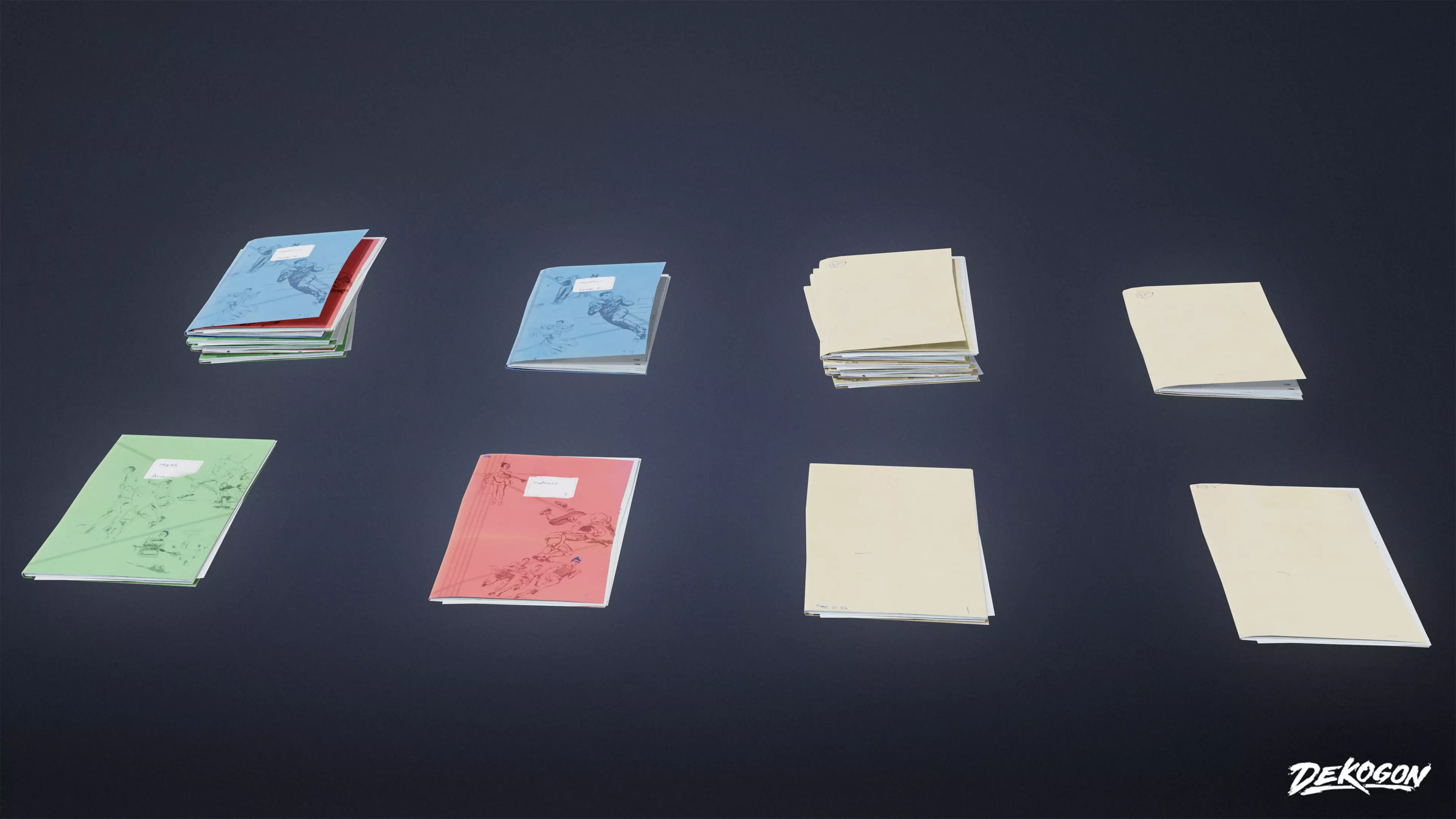 HIGH SCHOOL CLASSROOM - Folder Stack 01 - LOW POLY Low-poly 3D model_0