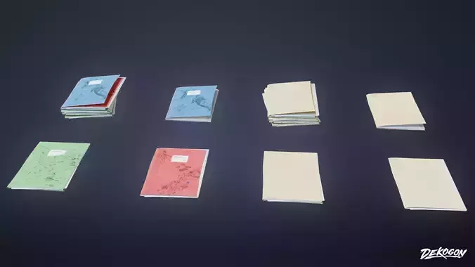 HIGH SCHOOL CLASSROOM - Folder Stack 01 - LOW POLY
