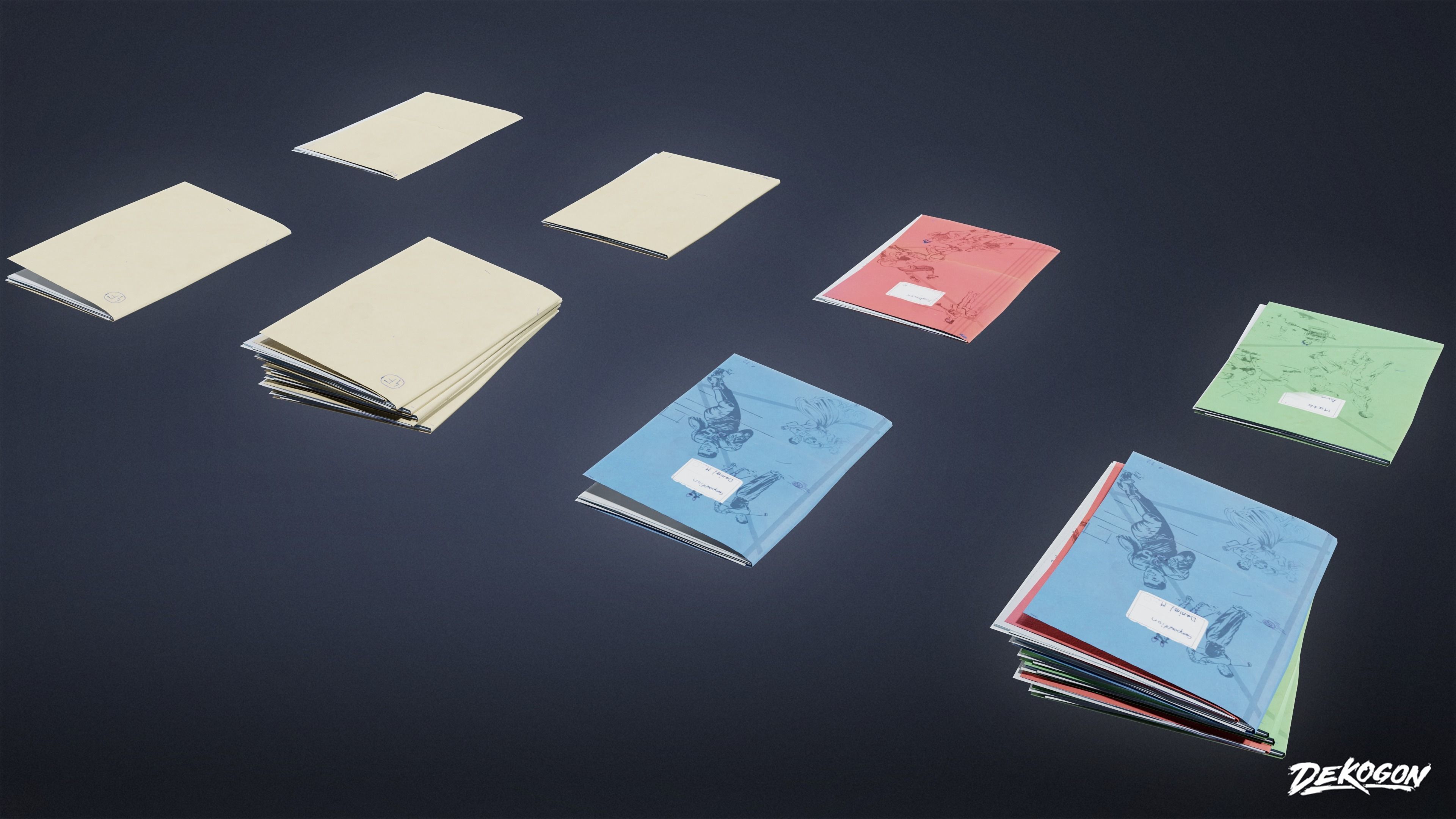 HIGH SCHOOL CLASSROOM - Folder Stack 01 - LOW POLY Low-poly 3D model_2