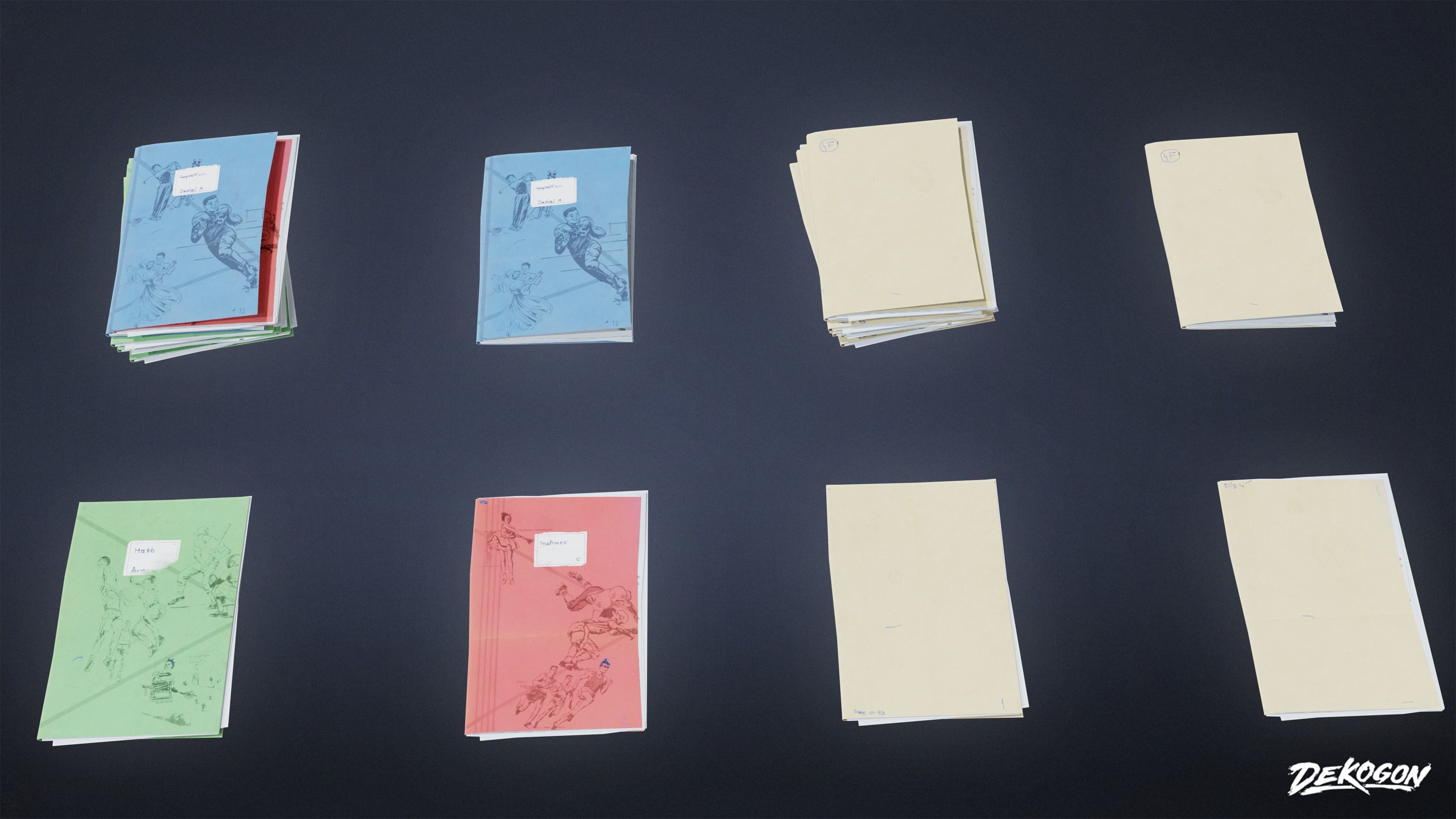 HIGH SCHOOL CLASSROOM - Folder Stack 01 - LOW POLY Low-poly 3D model_1