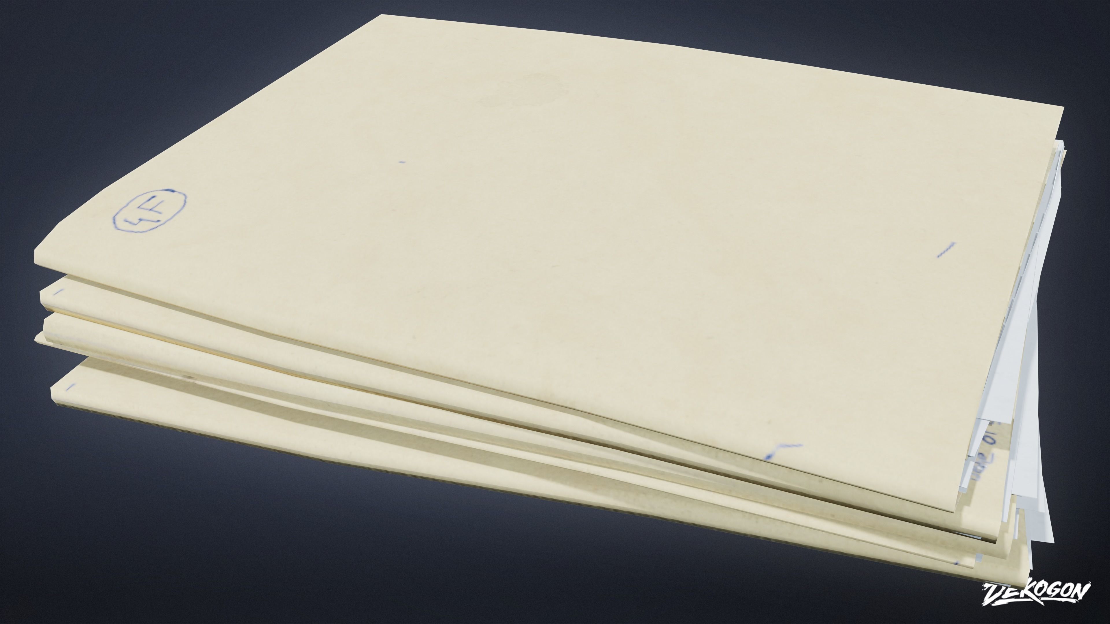 HIGH SCHOOL CLASSROOM - Folder Stack 01 - LOW POLY Low-poly 3D model_6