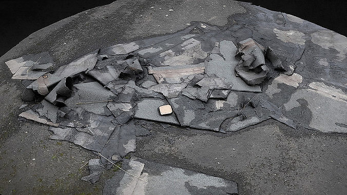roofing felt scraps patches ground photogrammetry Low-poly 3D model