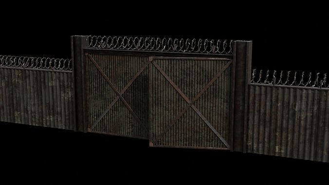 Modular Military Gate Low-poly 3D model