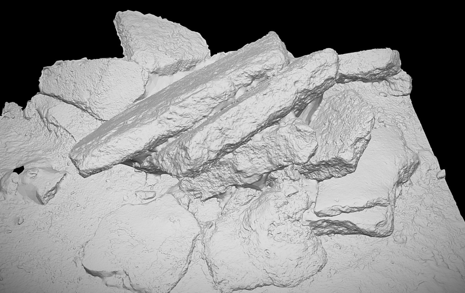 concrete ruins destroyed house debris blocks photogrammetry  Low-poly 3D model_5