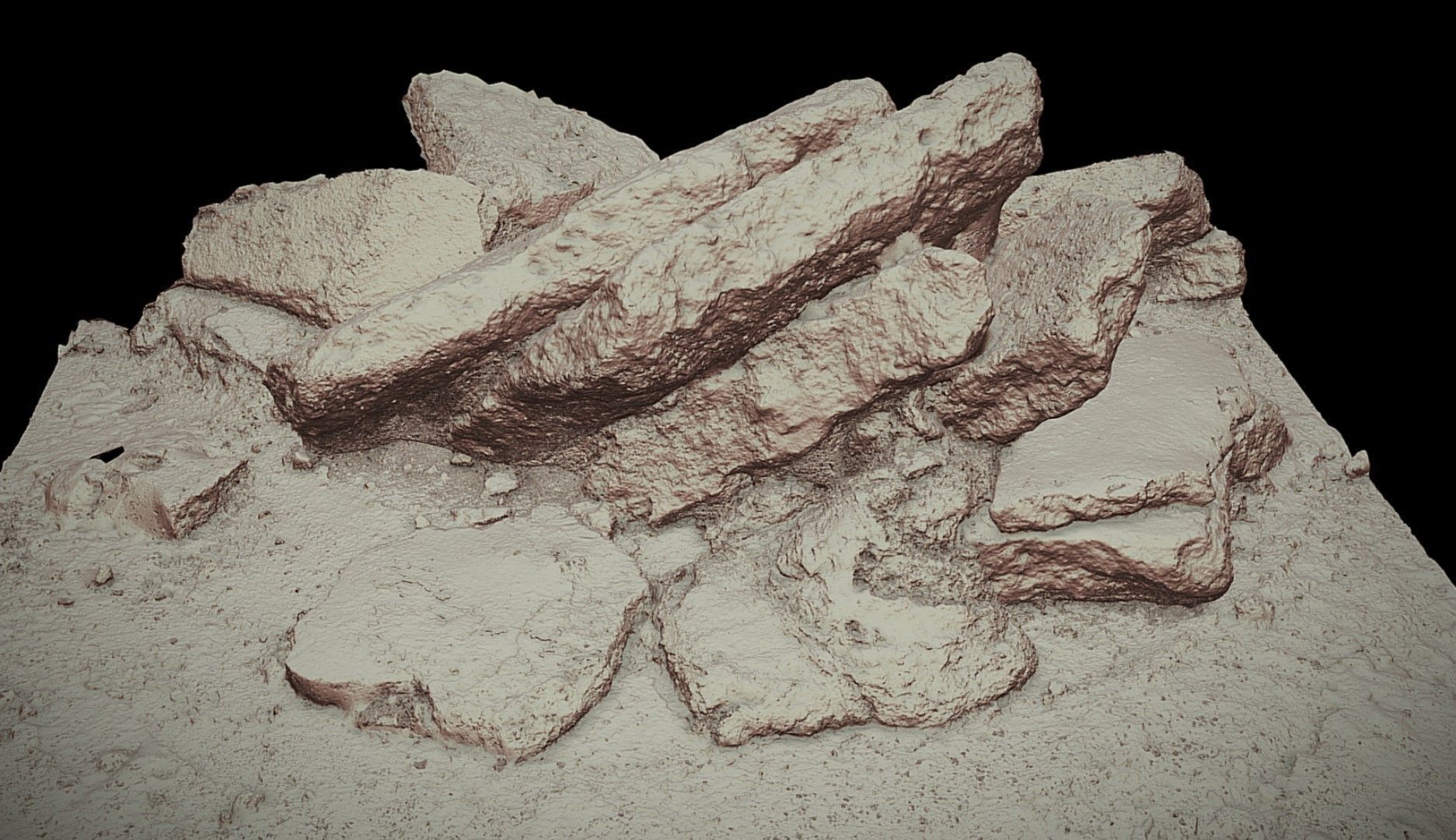 concrete ruins destroyed house debris blocks photogrammetry  Low-poly 3D model_4