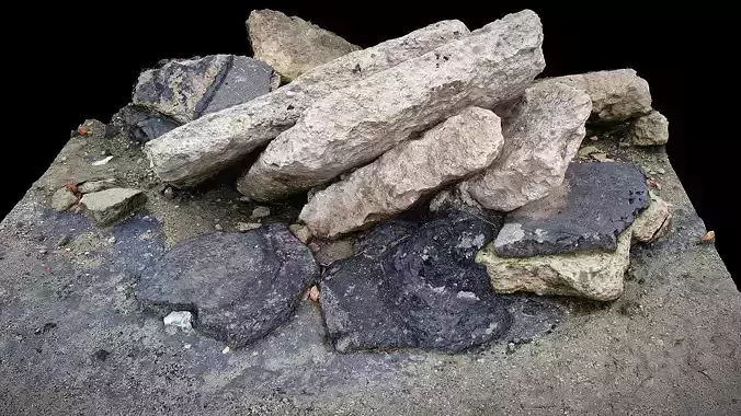 concrete ruins destroyed house debris blocks photogrammetry 