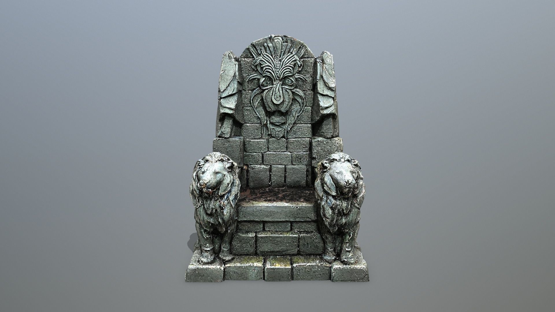Lion Stone Throne Low-poly 3D model_3
