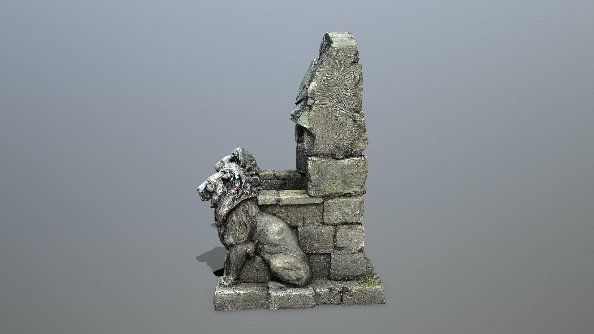 Lion Stone Throne Low-poly 3D model_5