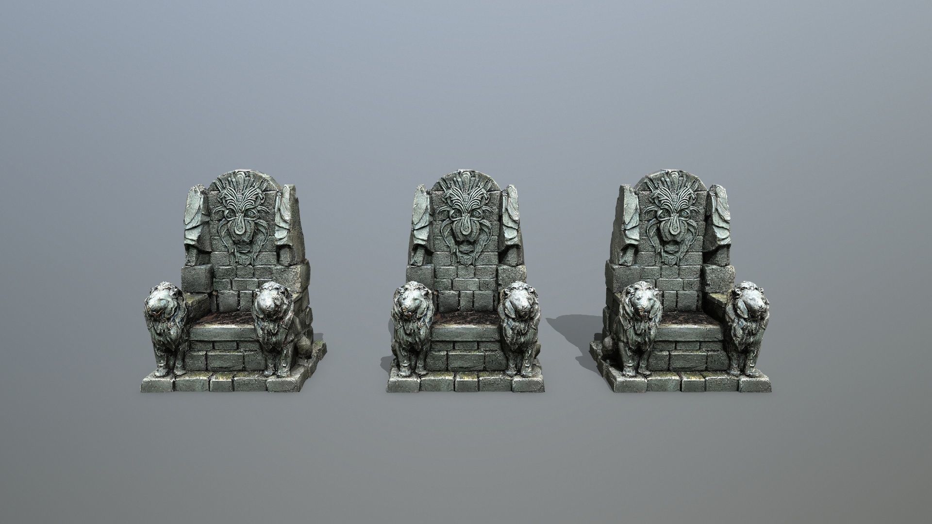 Lion Stone Throne Low-poly 3D model_12