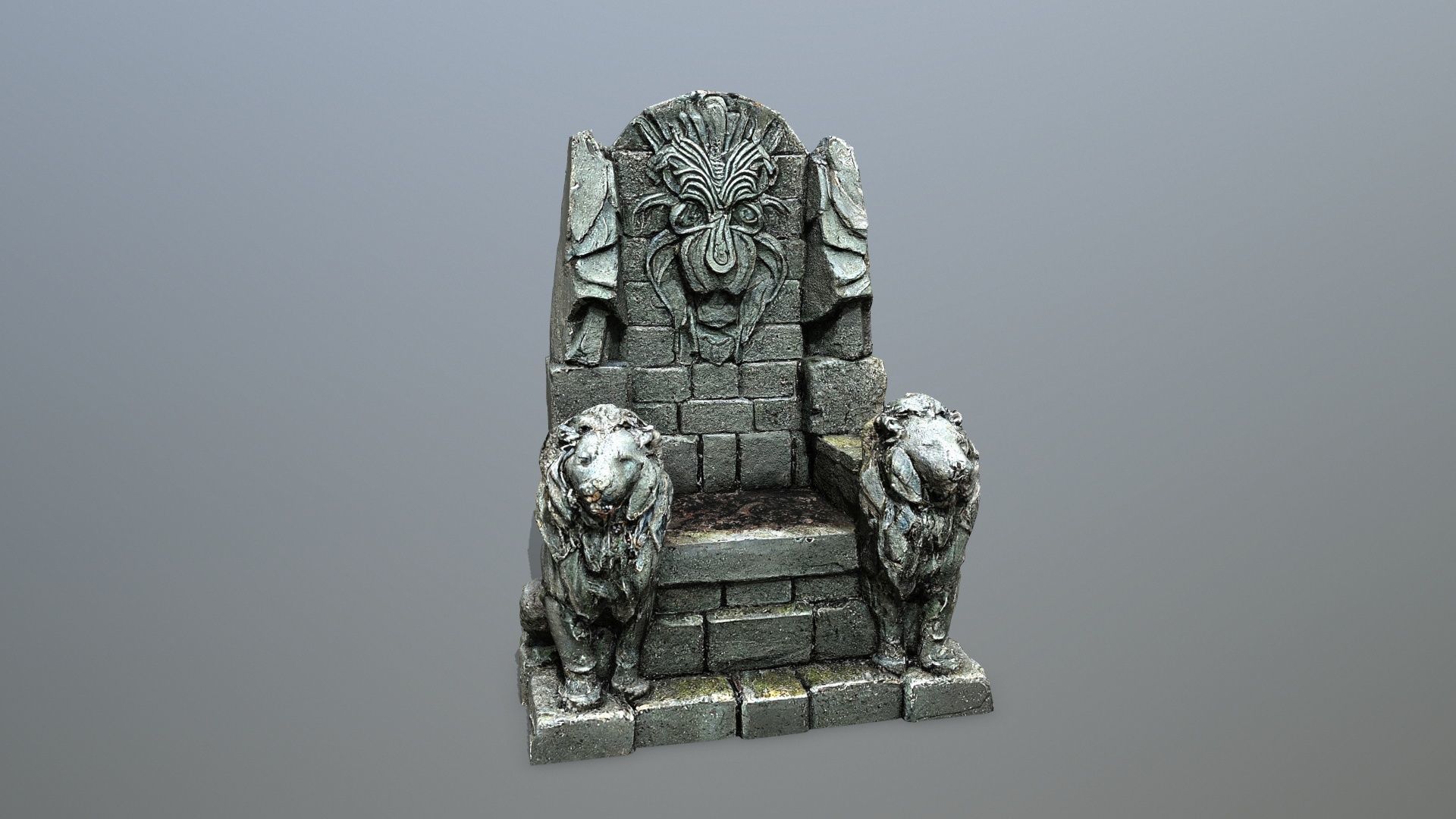 Lion Stone Throne Low-poly 3D model_11