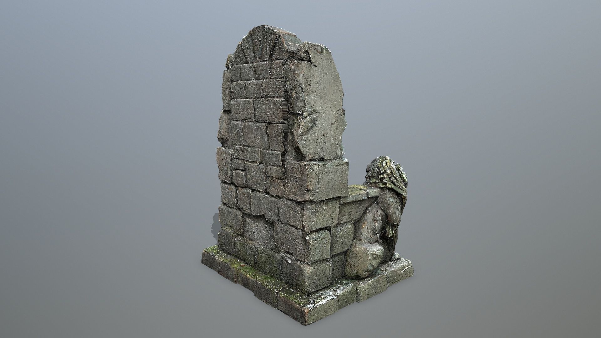 Lion Stone Throne Low-poly 3D model_8
