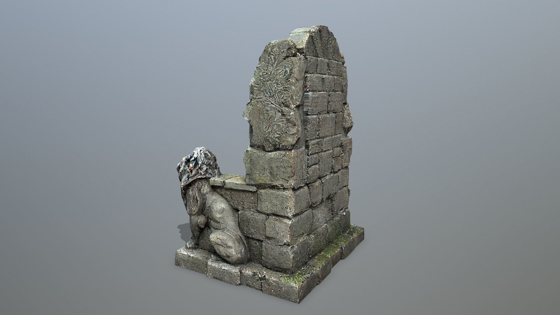 Lion Stone Throne Low-poly 3D model_6