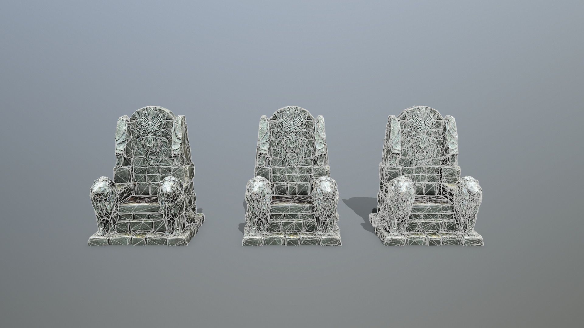 Lion Stone Throne Low-poly 3D model_13