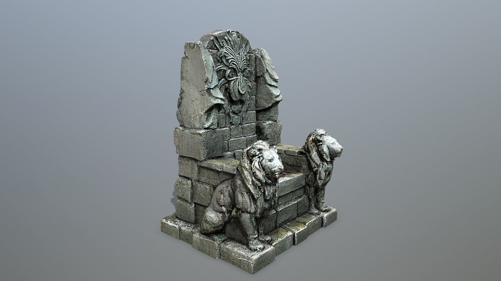 Lion Stone Throne Low-poly 3D model_10