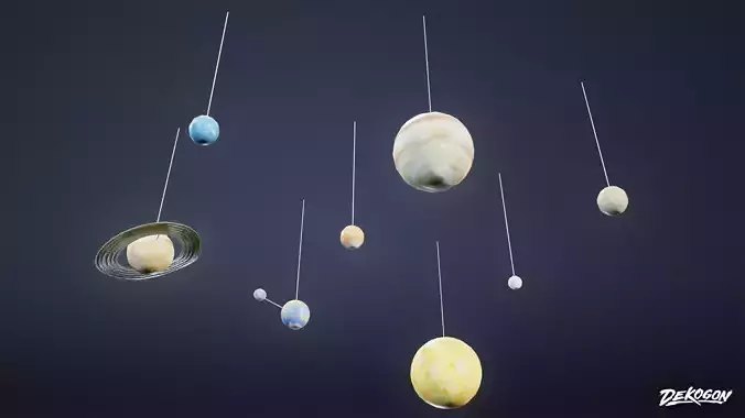 HIGH SCHOOL CLASSROOM - Hanging Planets 01 - LOW POLY