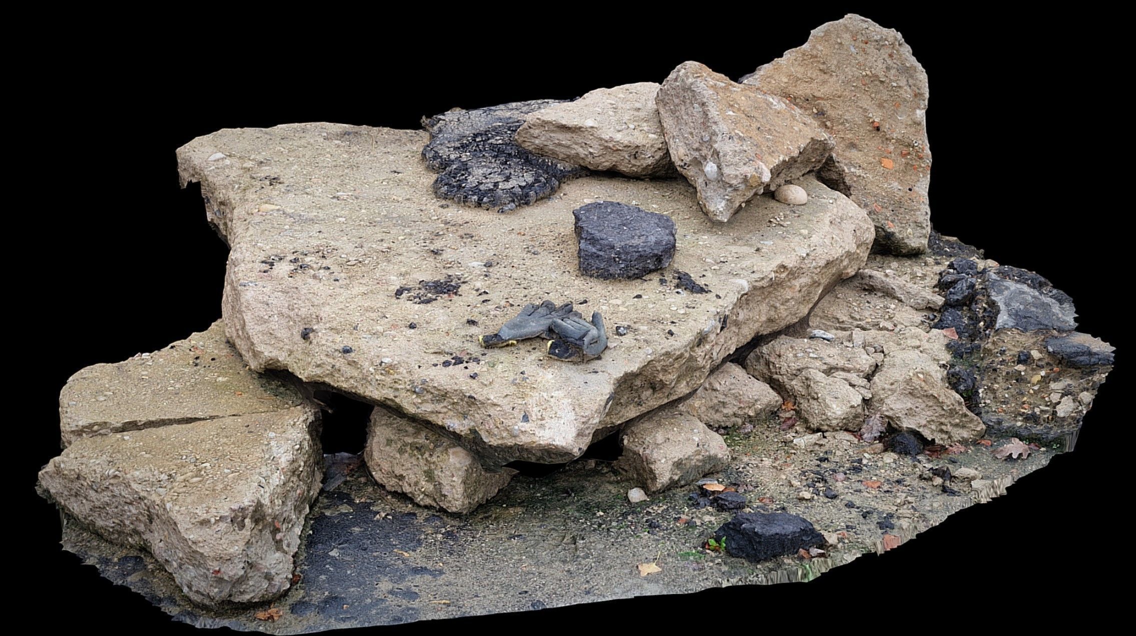 concrete broken slabs debris blocks photogrammetry 3D model_2