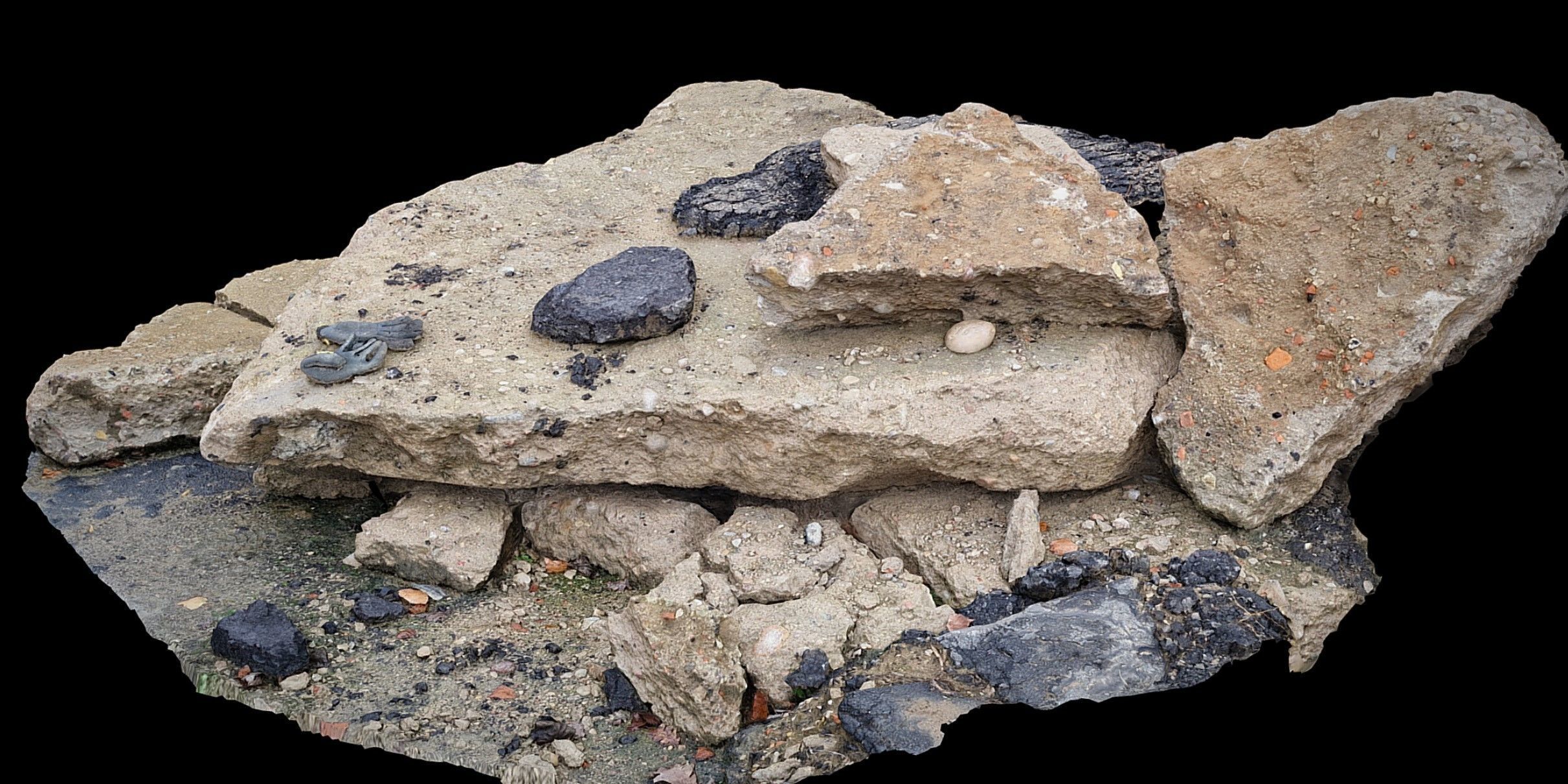 concrete broken slabs debris blocks photogrammetry 3D model_3