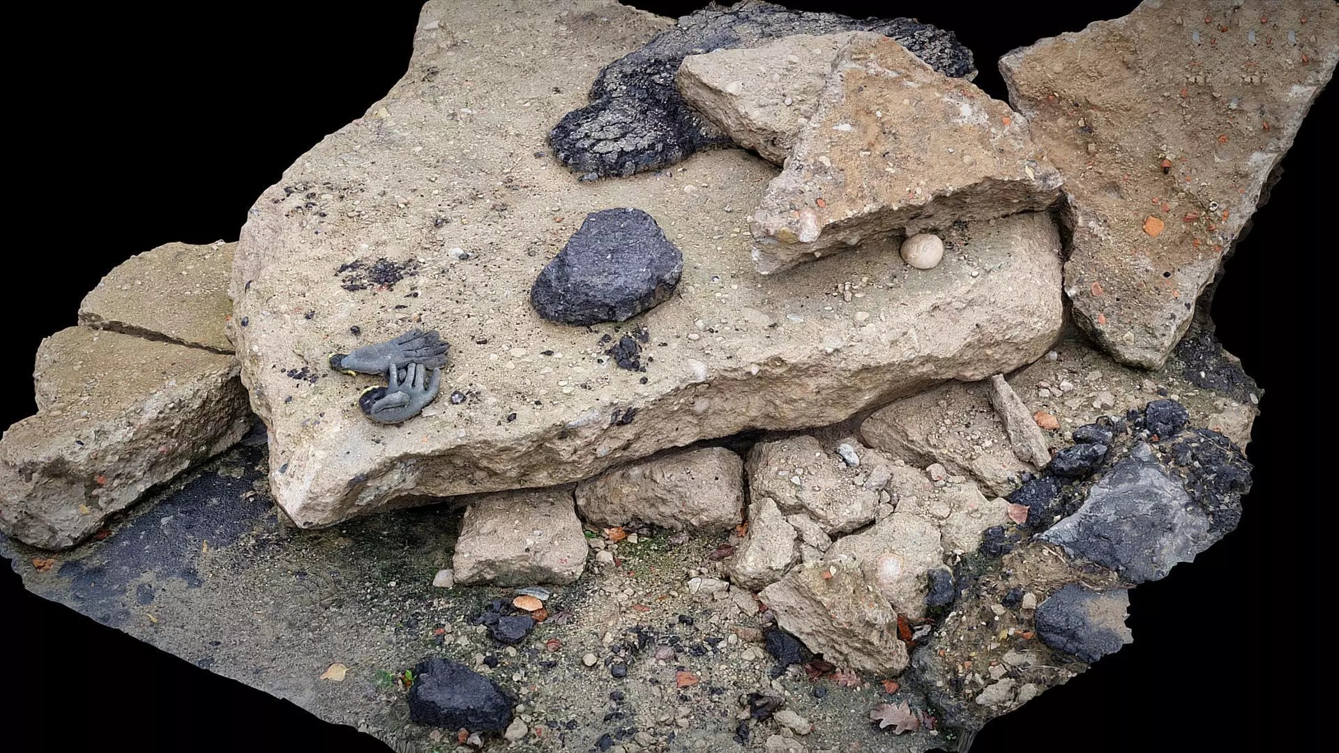 concrete broken slabs debris blocks photogrammetry 3D model_0
