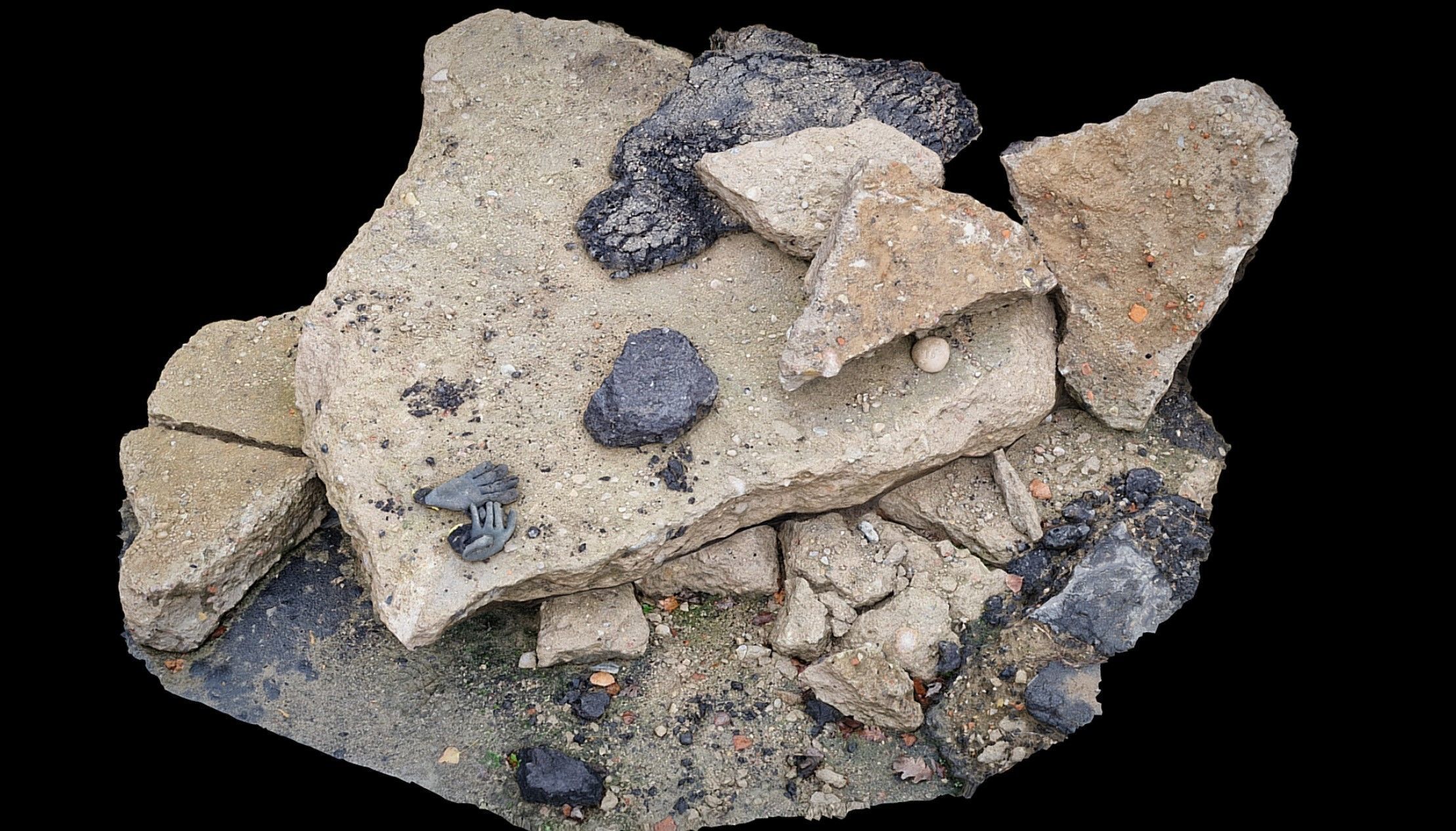 concrete broken slabs debris blocks photogrammetry 3D model_1