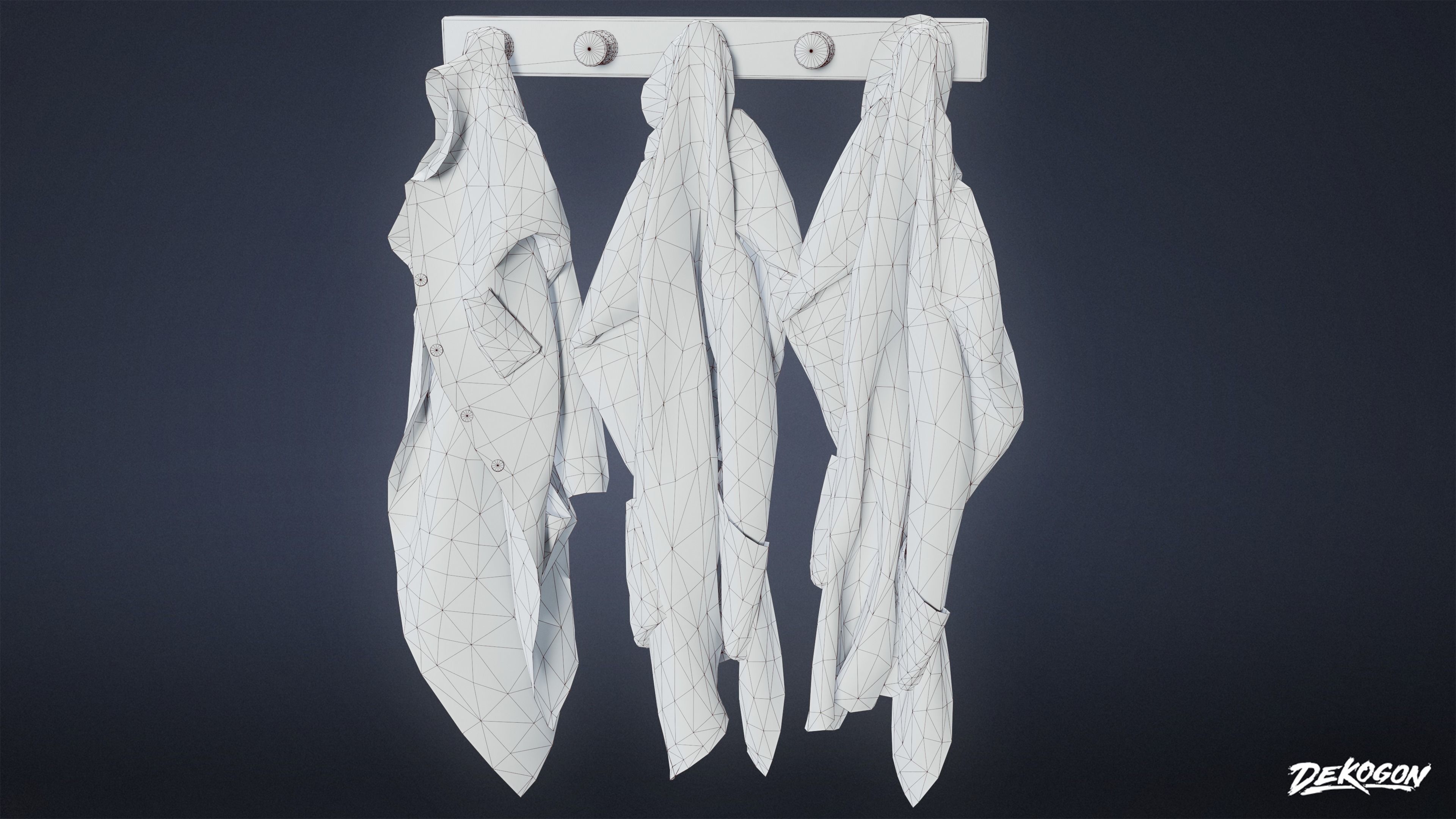 HIGH SCHOOL CLASSROOM - Lab Coat 01 - LOW POLY Low-poly 3D model_8