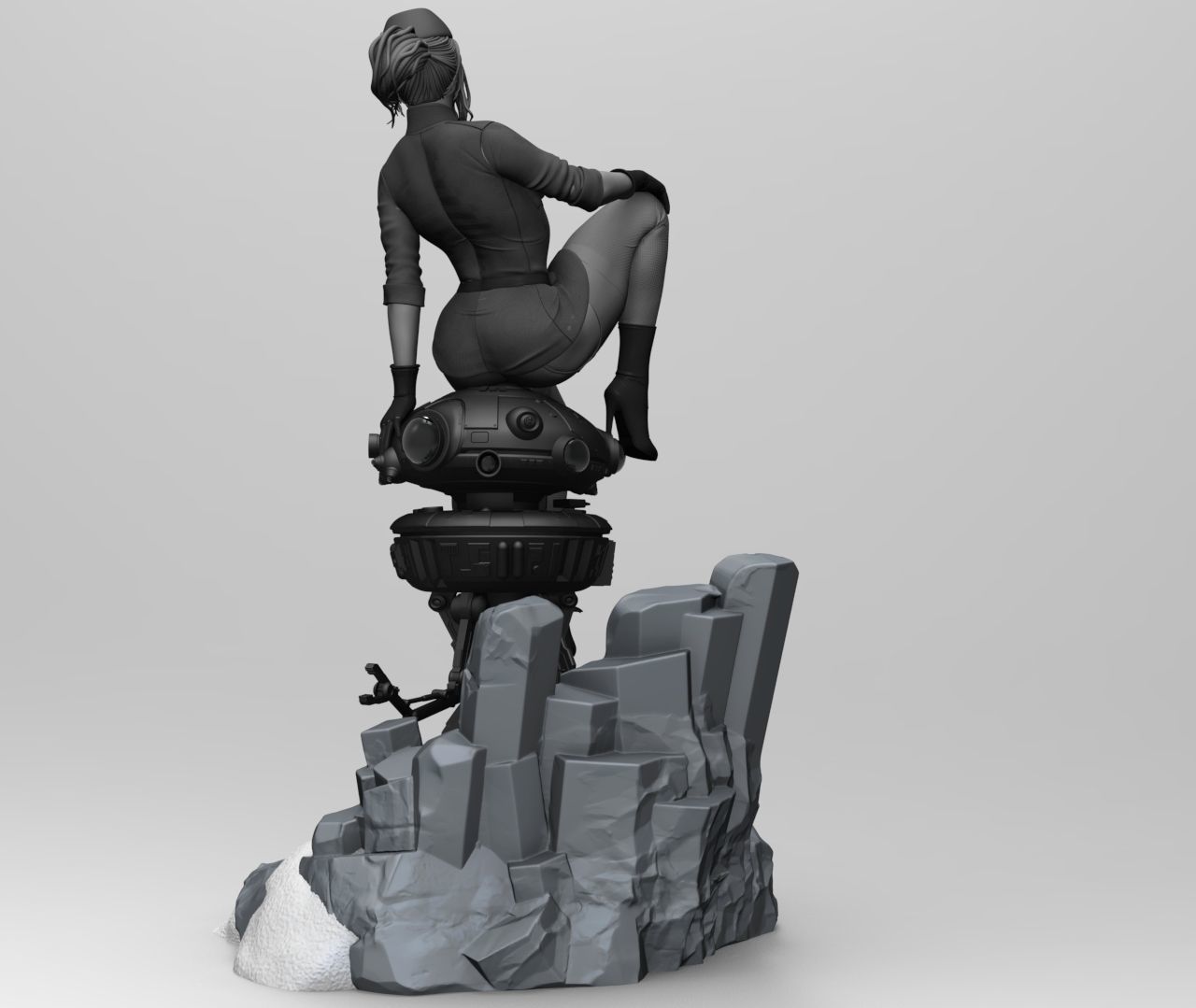 Starwars Imperial Admiral Girl and Probe-droid 3D print model_9