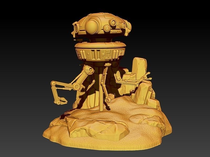 Starwars Imperial Admiral Girl and Probe-droid 3D print model_27