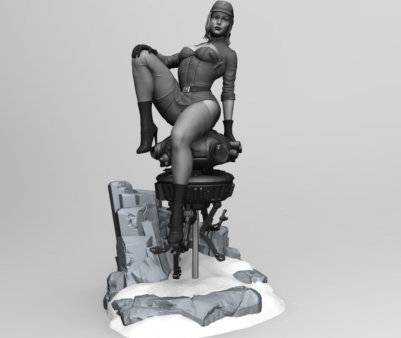 Starwars Imperial Admiral Girl and Probe-droid 3D print model_5