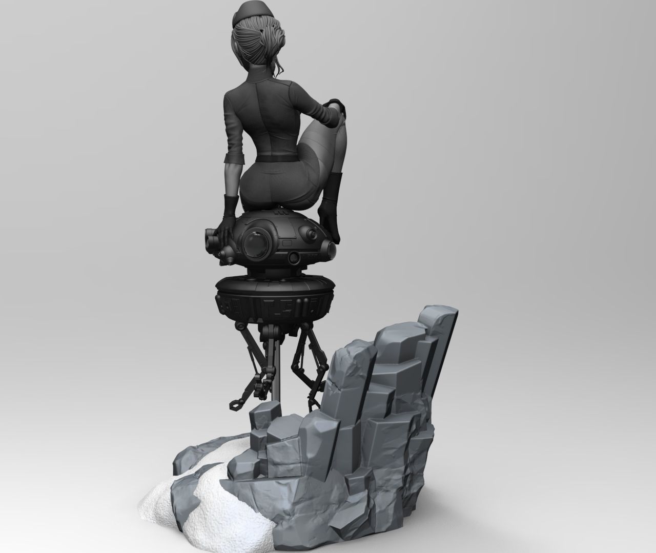 Starwars Imperial Admiral Girl and Probe-droid 3D print model_3