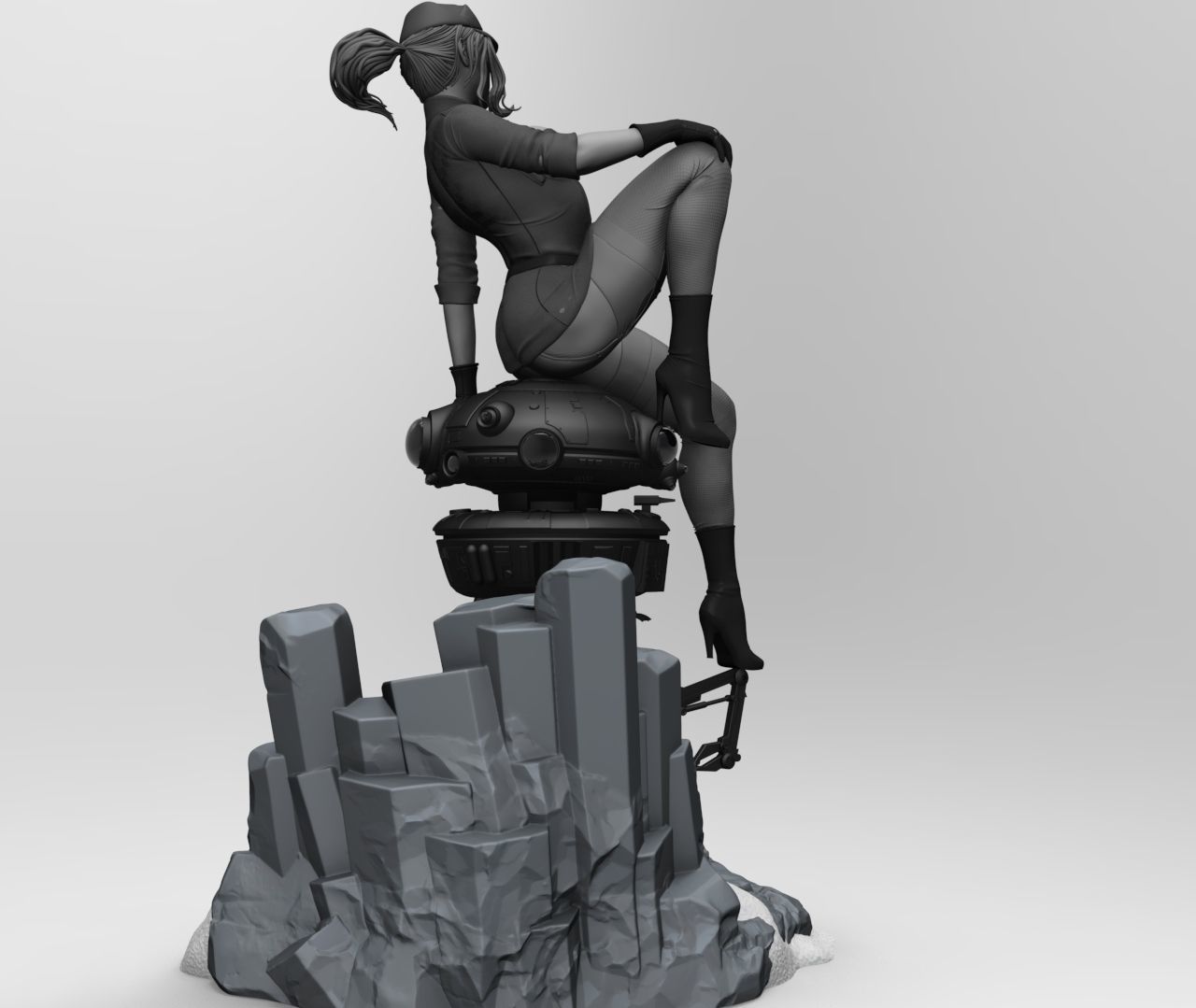 Starwars Imperial Admiral Girl and Probe-droid 3D print model_10