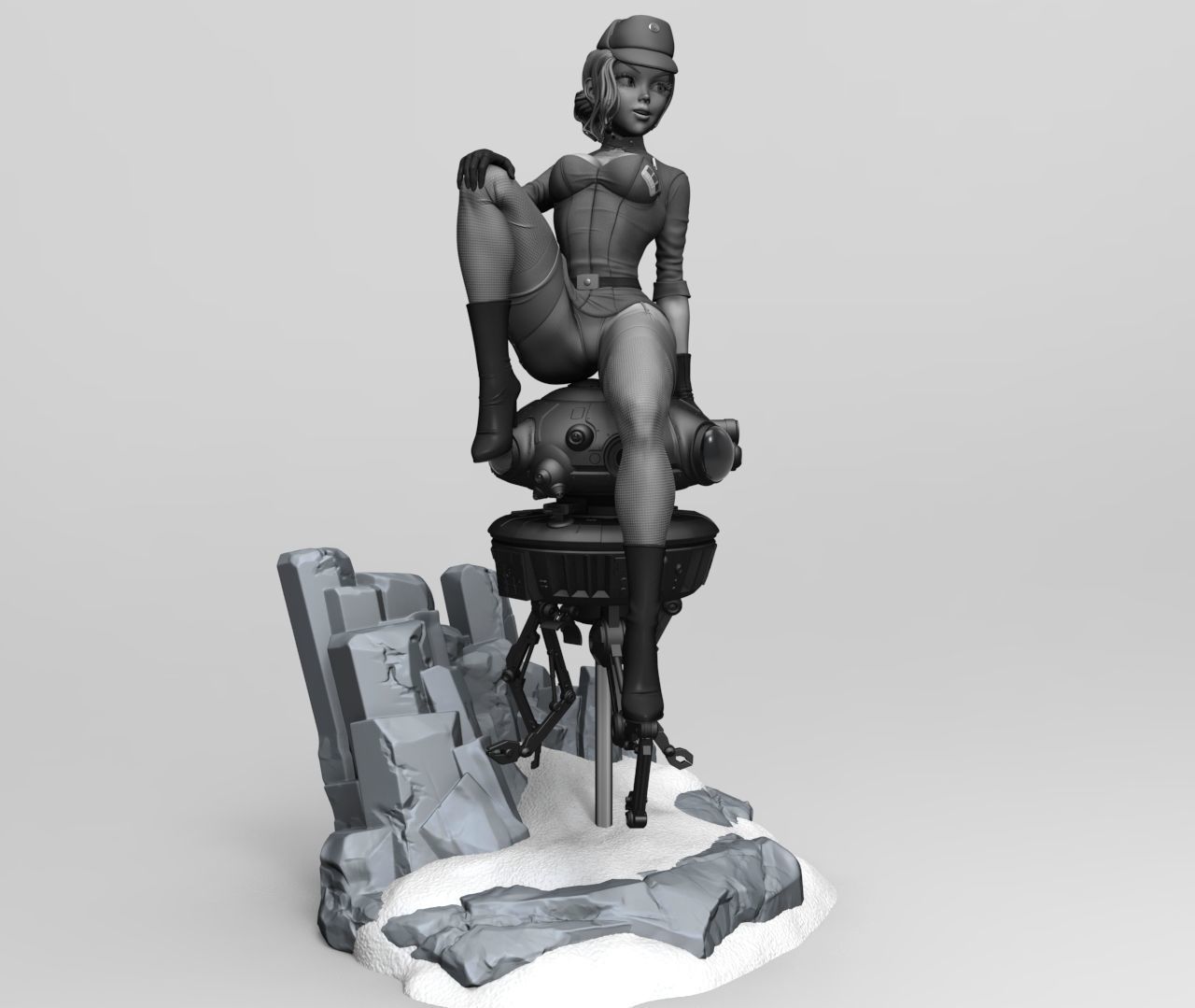 Starwars Imperial Admiral Girl and Probe-droid 3D print model_4