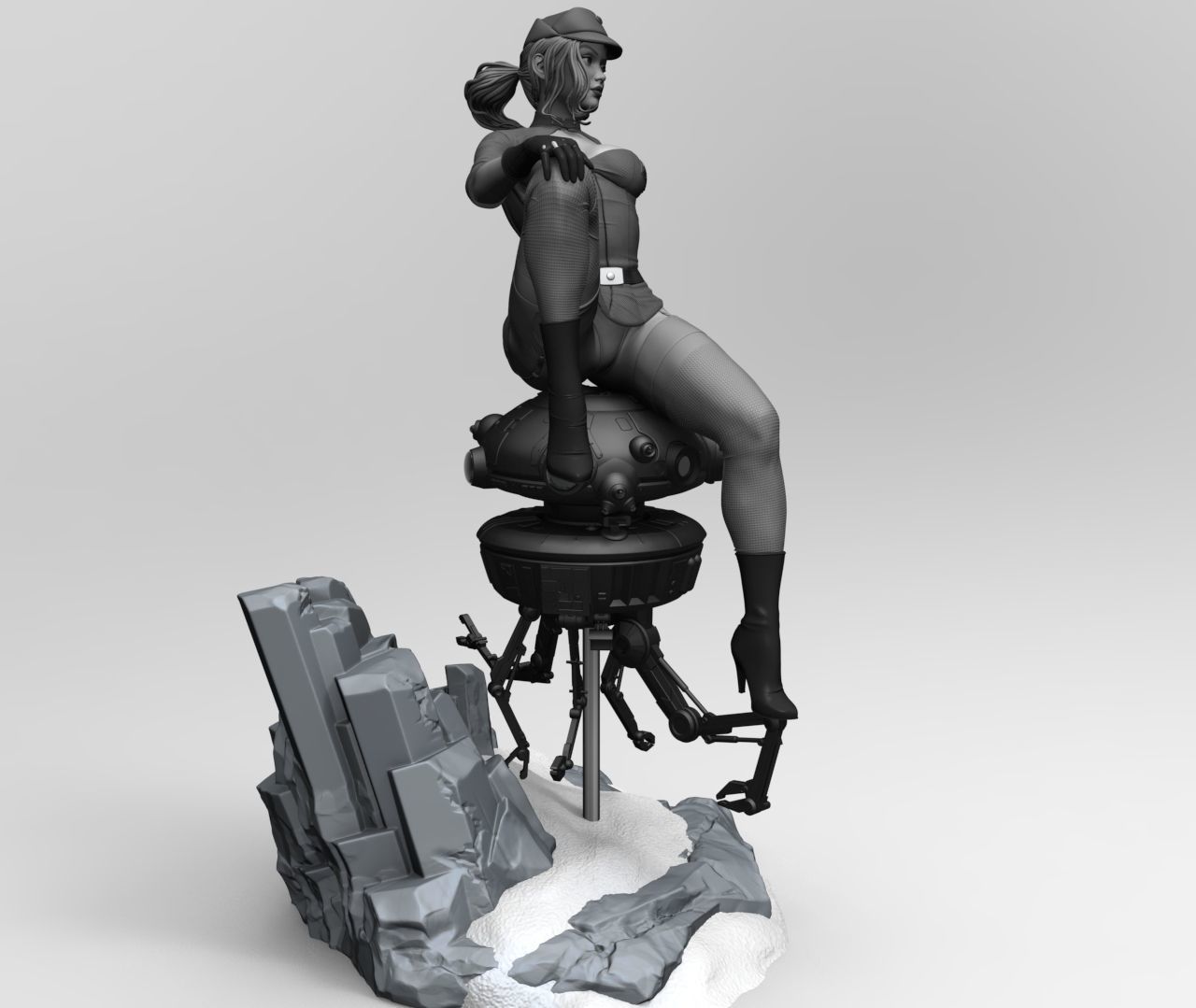 Starwars Imperial Admiral Girl and Probe-droid 3D print model_7