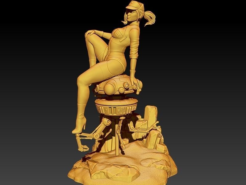 Starwars Imperial Admiral Girl and Probe-droid 3D print model_25