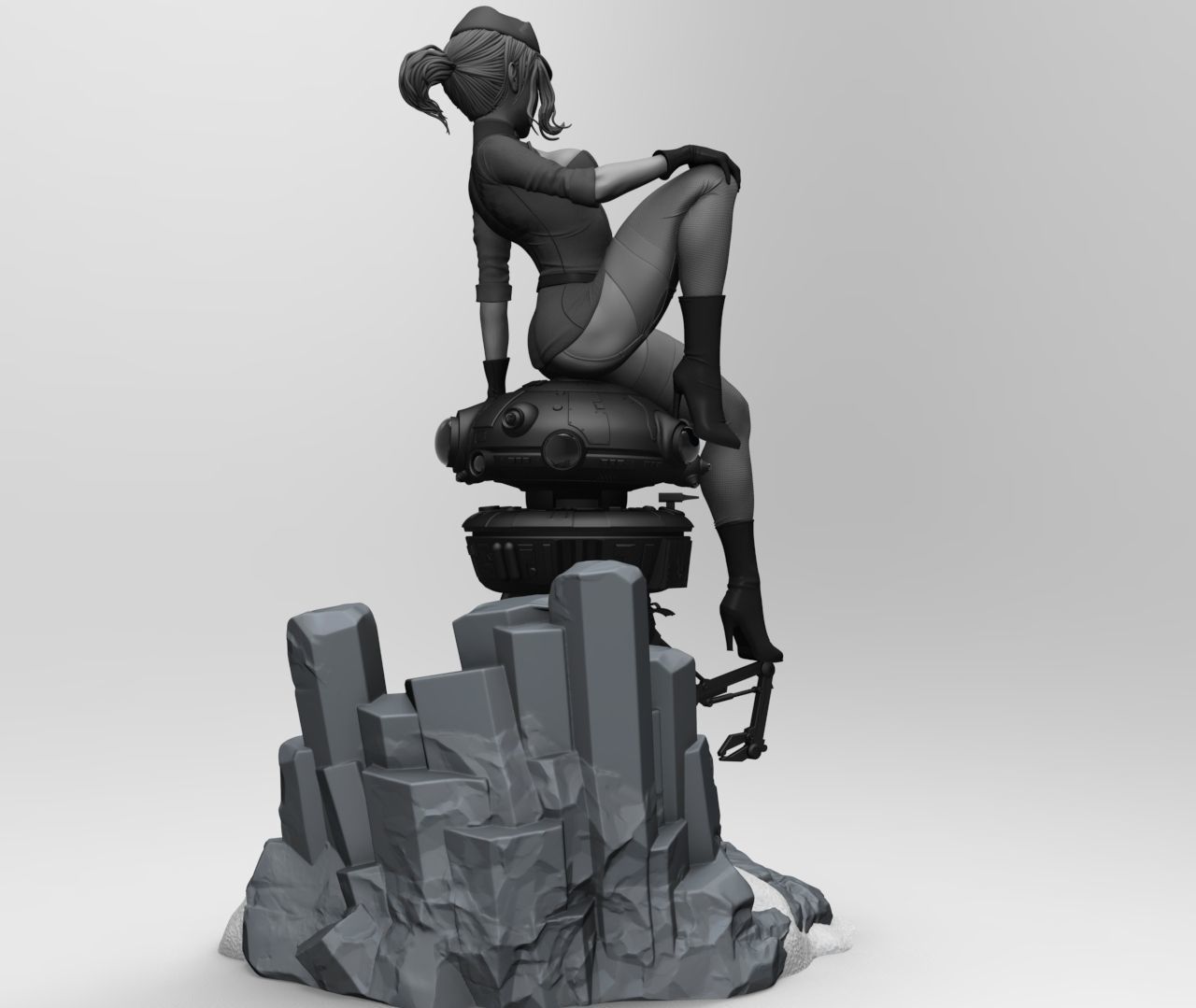 Starwars Imperial Admiral Girl and Probe-droid 3D print model_2