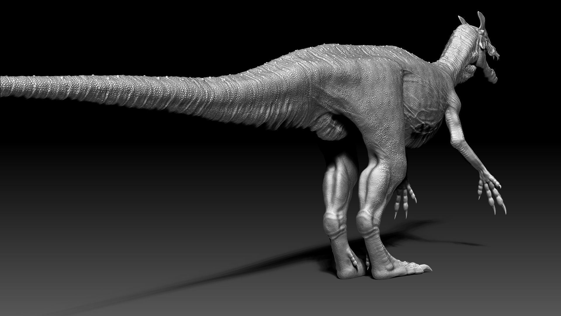 Dinosaur Hybrid Dilophosaurus Sculpt Project 3D model_12