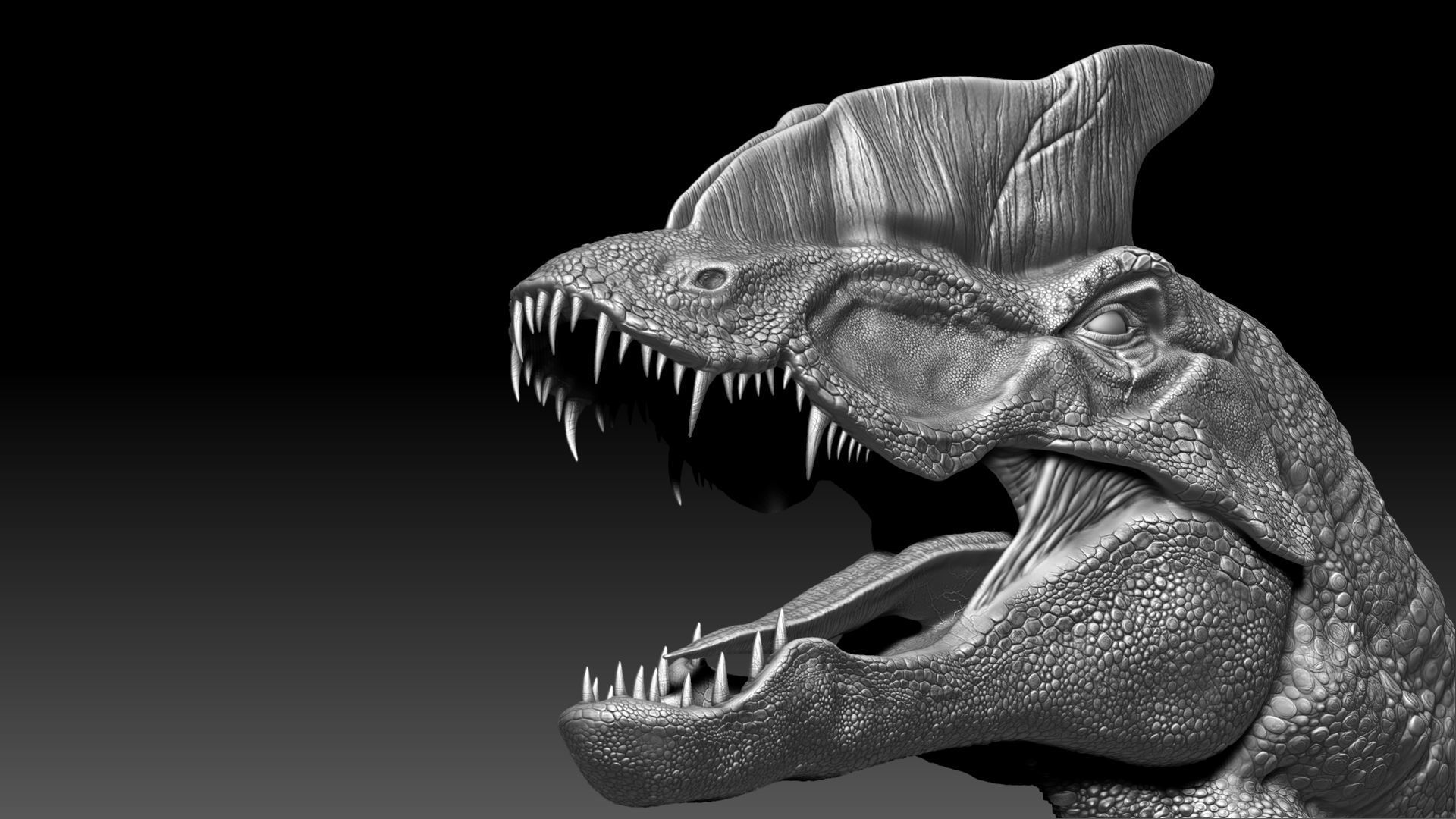 Dinosaur Hybrid Dilophosaurus Sculpt Project 3D model_5