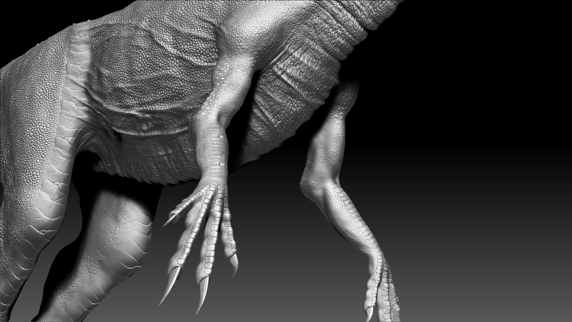 Dinosaur Hybrid Dilophosaurus Sculpt Project 3D model_10