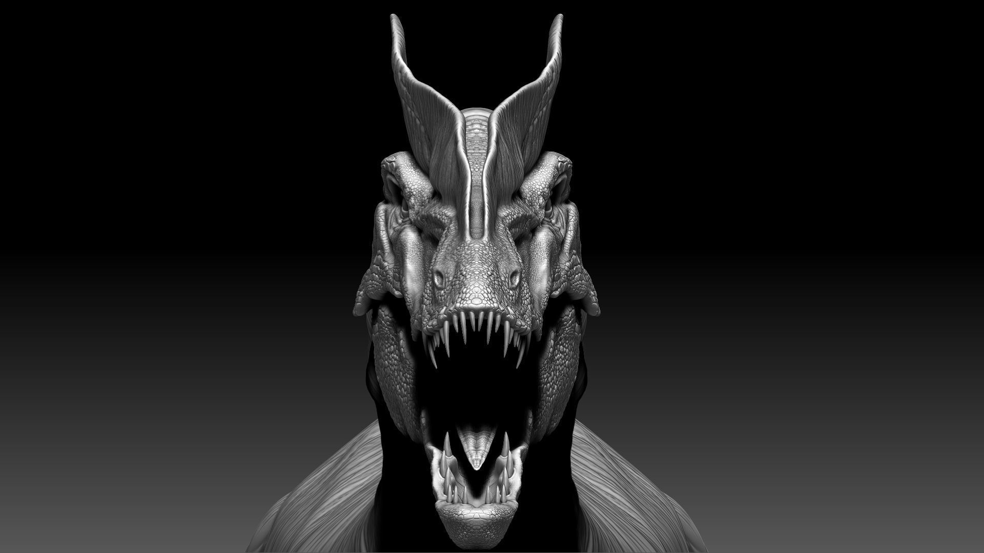 Dinosaur Hybrid Dilophosaurus Sculpt Project 3D model_2