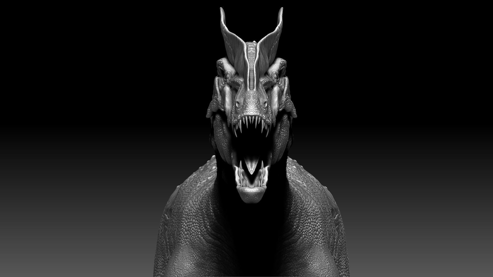 Dinosaur Hybrid Dilophosaurus Sculpt Project 3D model_13