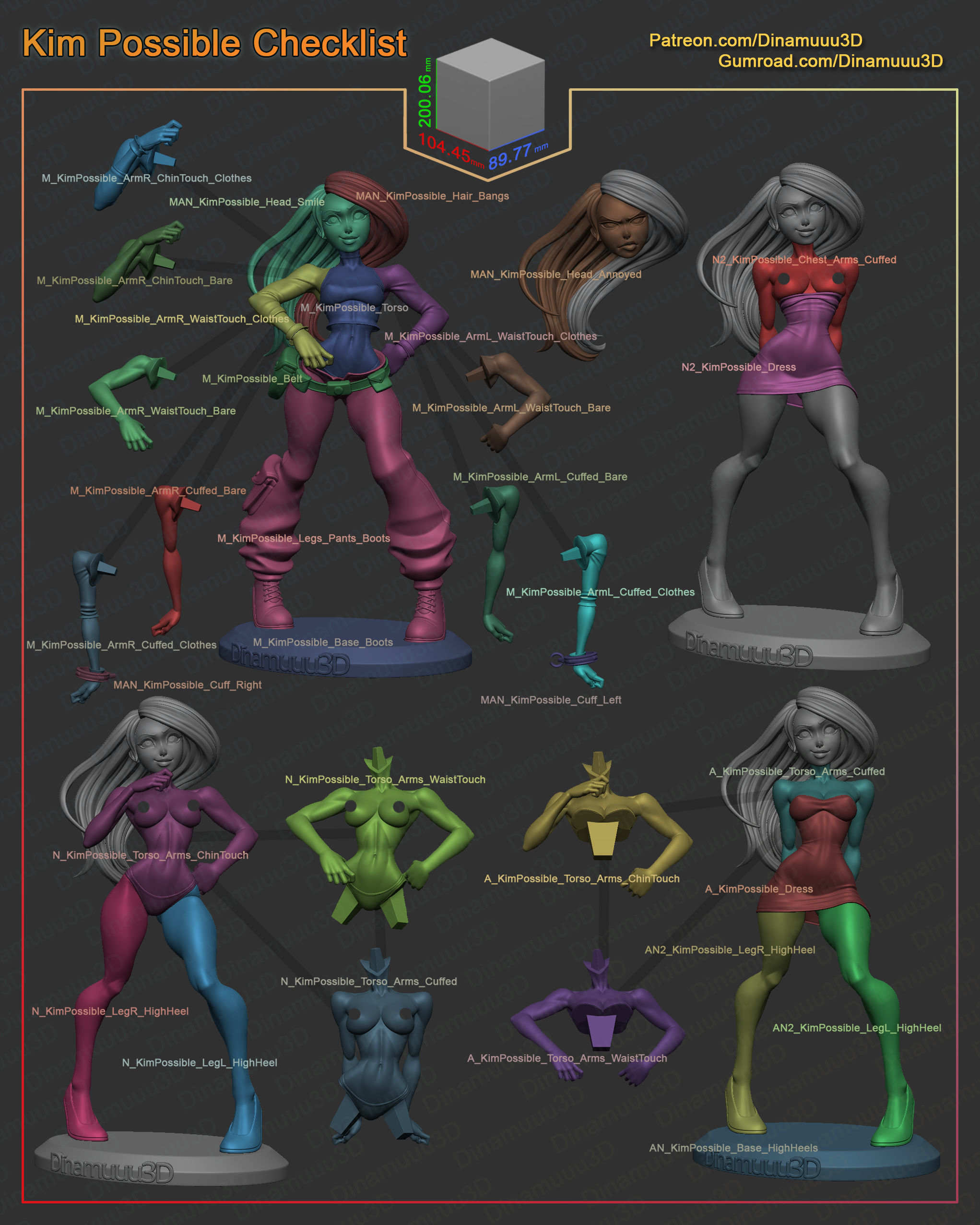Kim Possible Multi Version STL SFW NSFW 3D print model 3D print model_9