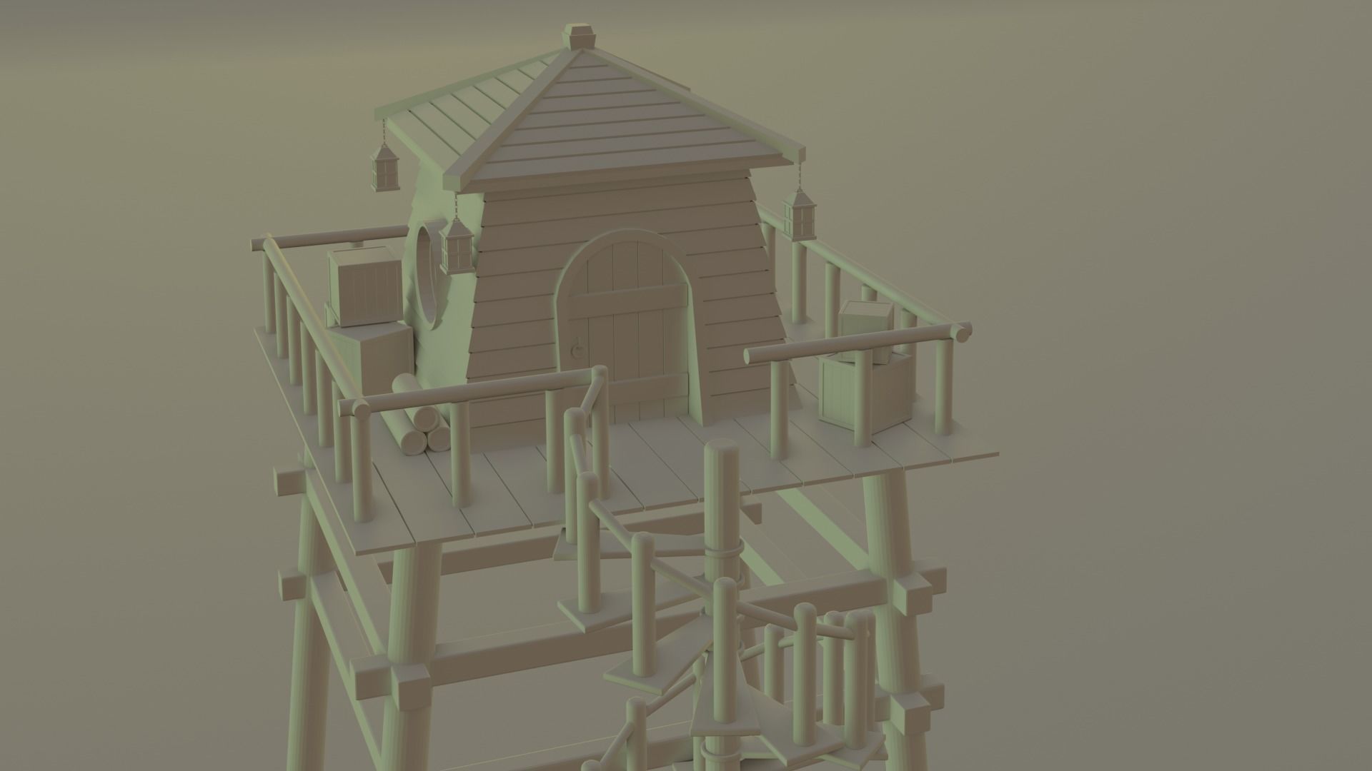 Forest House Low-poly 3D model_5