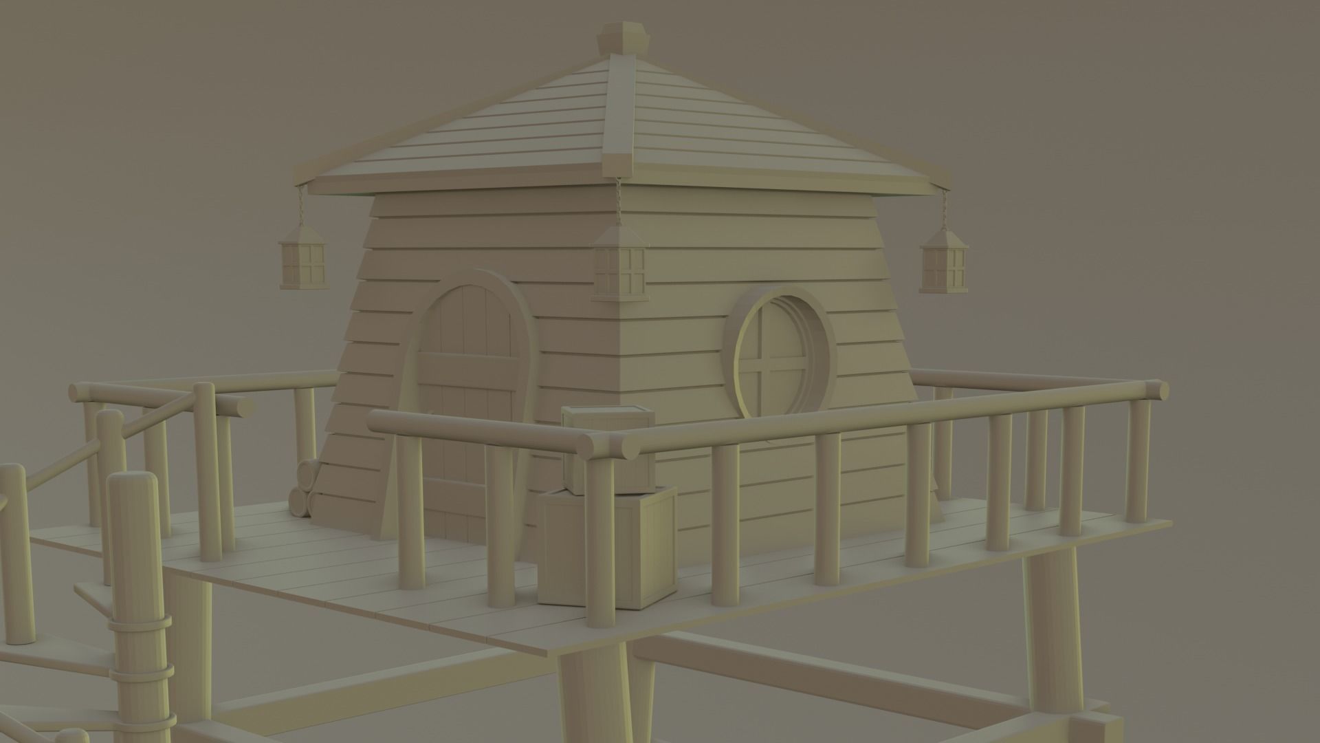 Forest House Low-poly 3D model_6