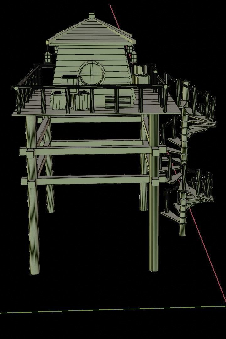 Forest House Low-poly 3D model_8