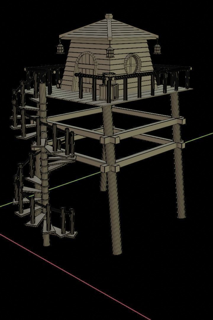 Forest House Low-poly 3D model_10